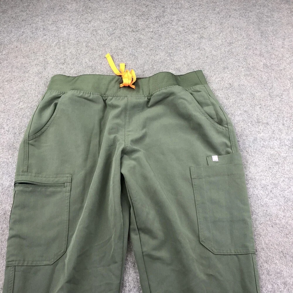 FIGS Scrub Pants Mens Large Green Straight Leg Drawstring Cargo Pockets Medical